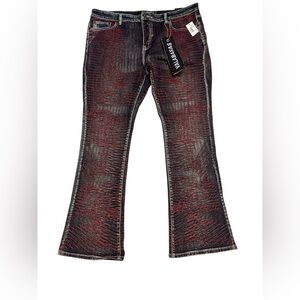 Men's Valabasas Brand Bootcut Jeans in Black and Red